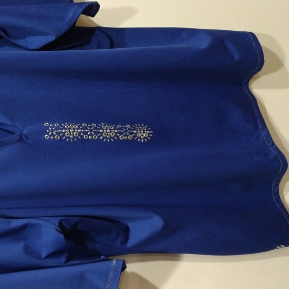 Nancy Lopez Ladies Attract Royal Blue Embellished Half Sleeve Golf Polo Sz 1X - Picture 4 of 6